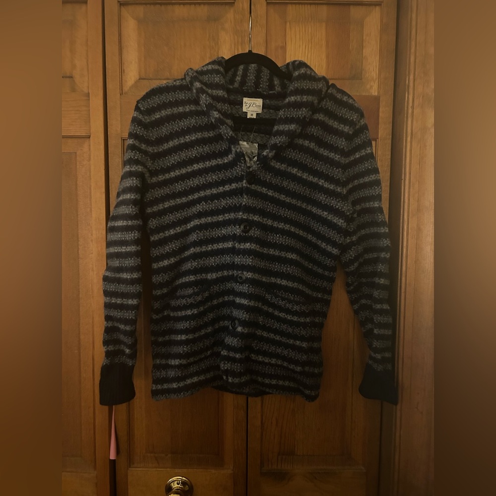 J. Crew Black and Gray Striped Cardigan